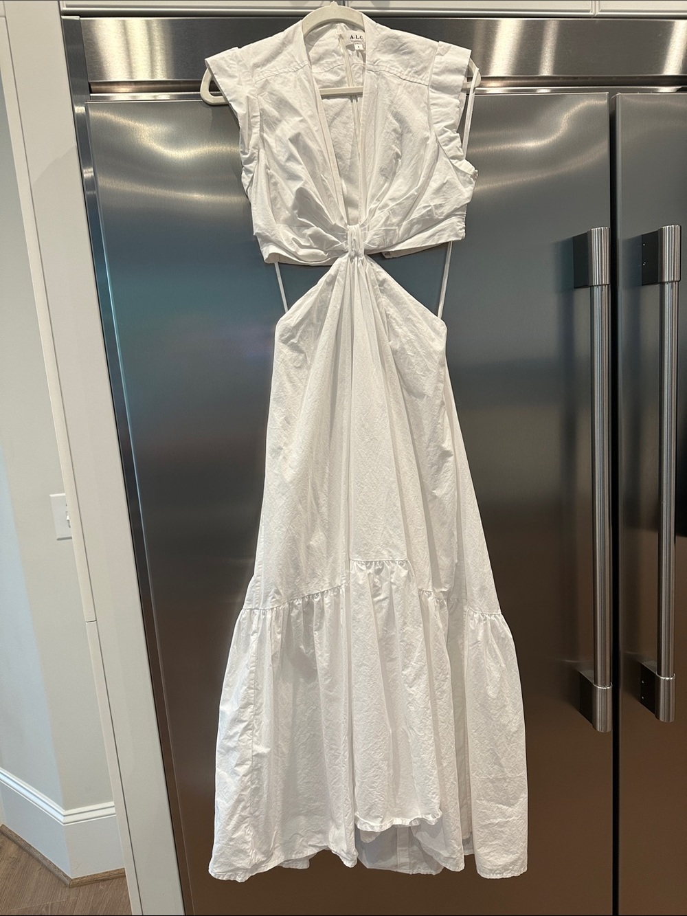 A.L.C. White Cotton Tie-Front Maxi Dress